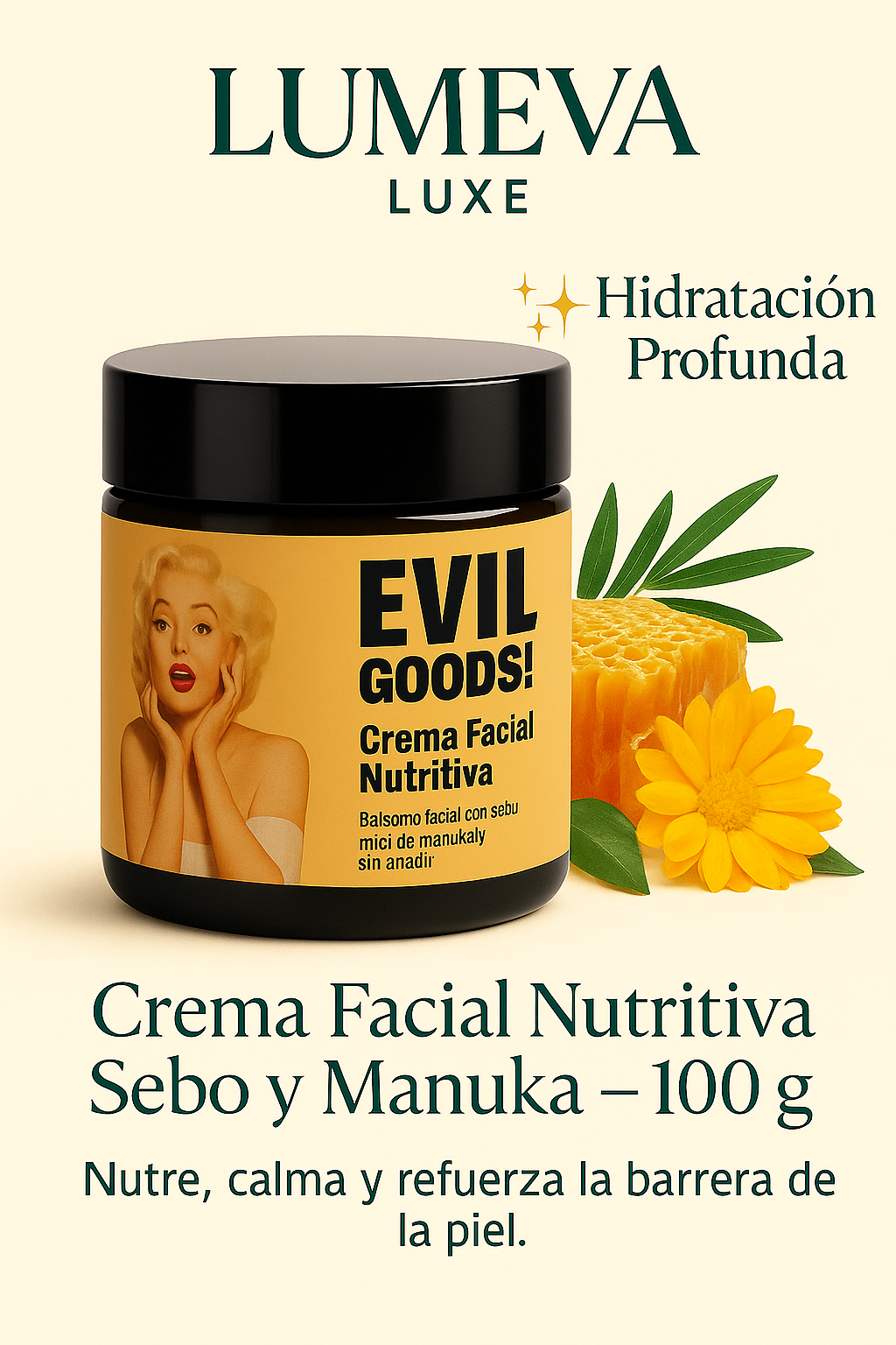 Crema Facial Nutritiva Sebo y Manuka — 100 g | Evil Goods